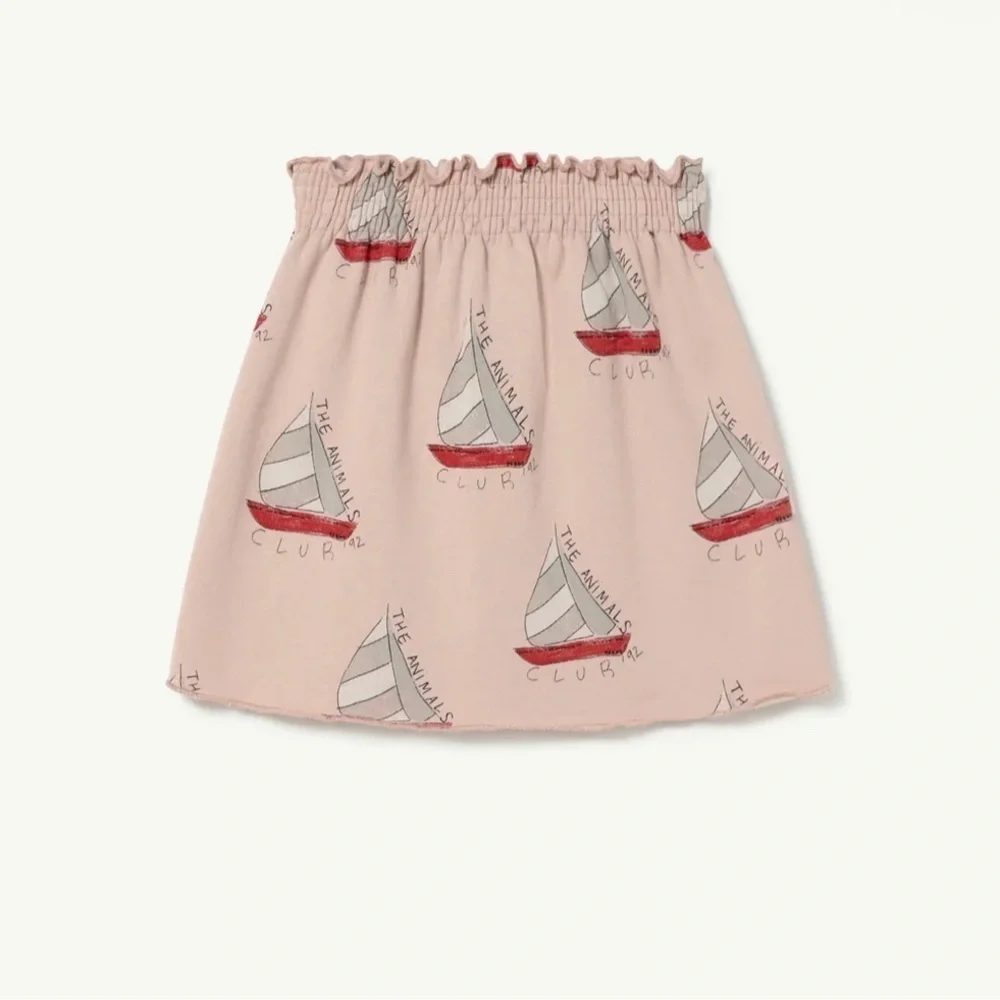 Pink Skirt with Sailboat Print by boutique the animal observatory